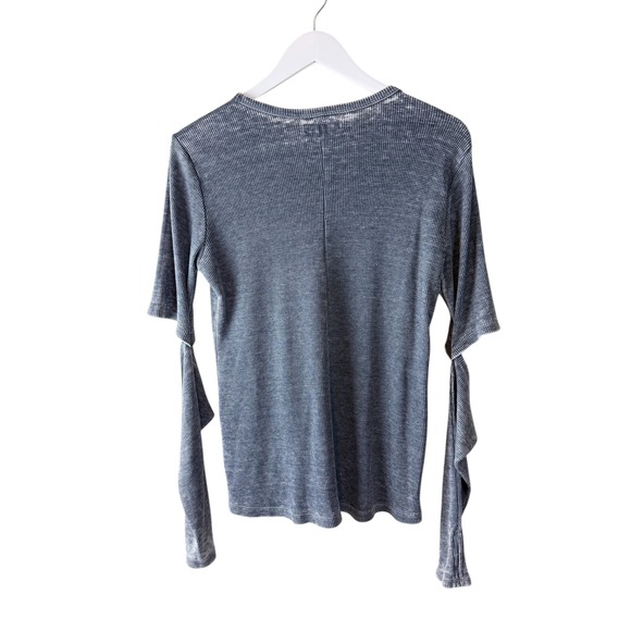 MICHAEL LAUREN 
Solomon Long Sleeve Tee Elbow Slits Charcoal Gray Thermal L - Picture 8 of 8